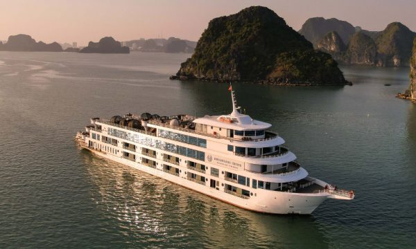 The Ambassador 2 Day Cruise sailing in Halong bay.