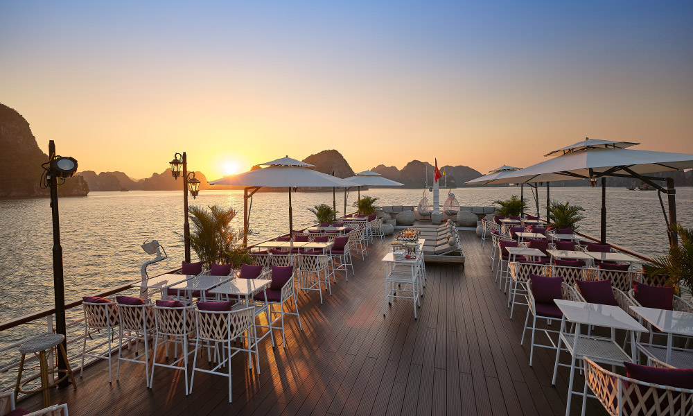 Halong Bay sunset from the deck of Iris cruise.