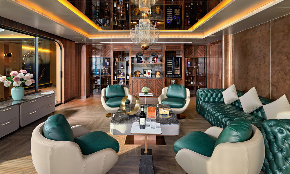 overview of the wine and cigar lounge