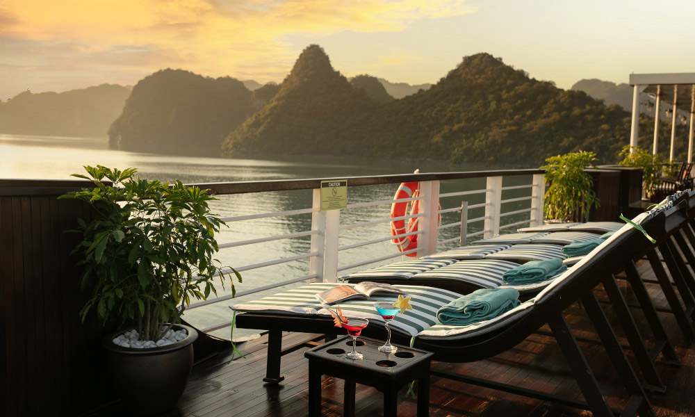 View of Halong islands from the deck