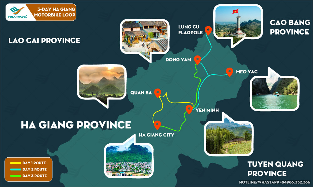 Ha Giang Loop 3 days map.