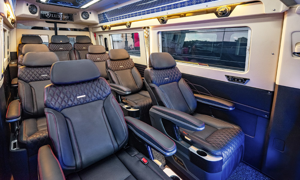 Inside of a d-car luxury transport.