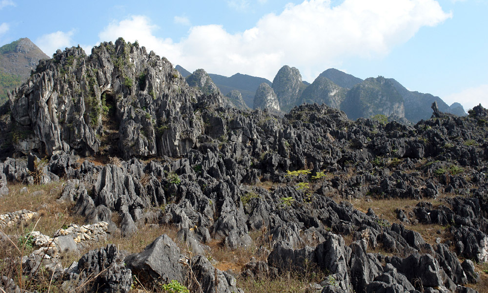 Grey rocks in Dong Van karst geopark.
