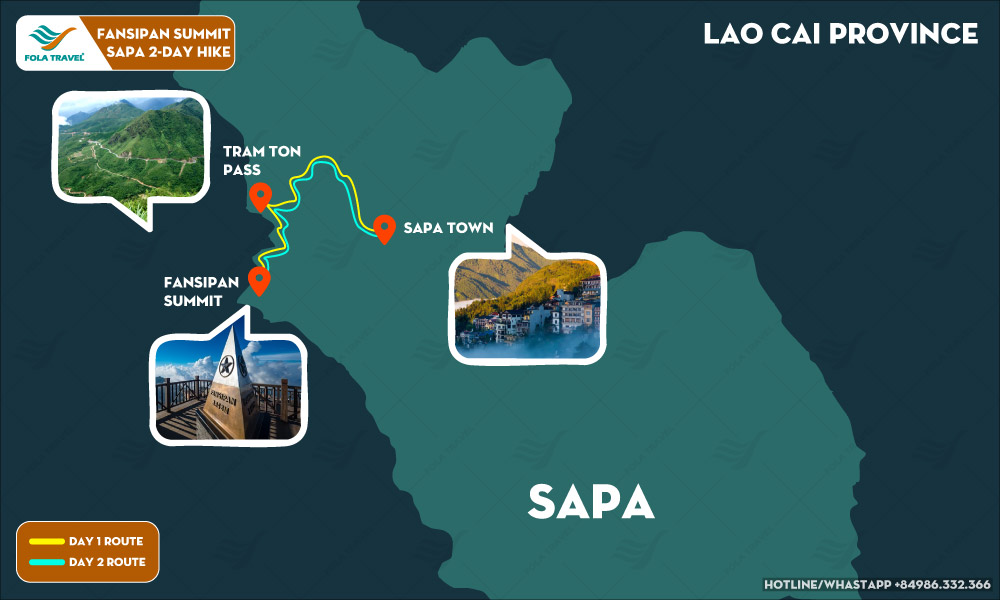 Fansipan summit tour map.