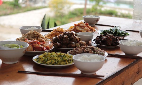 A table of Vietnamese food.