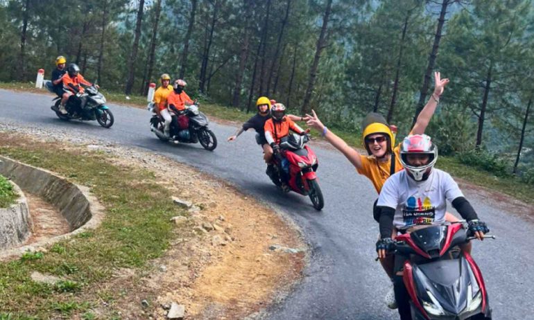 Four motorbikes in Ha Giang Loop.