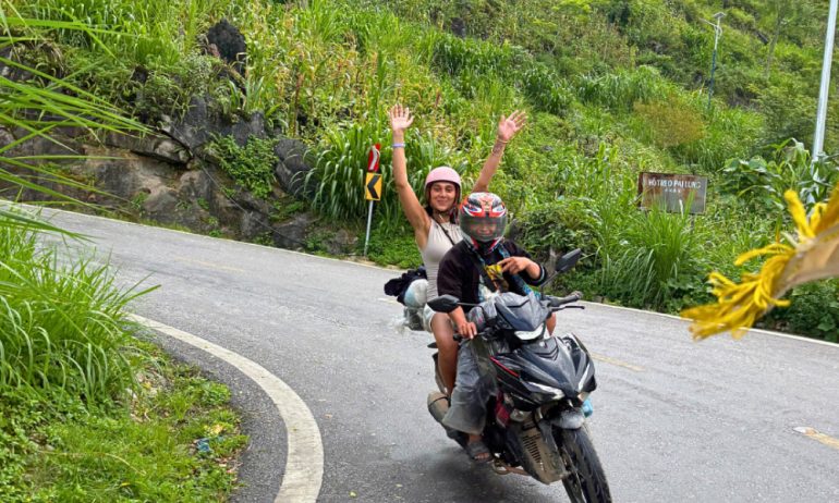 A motorbike going on Ha Giang Loop.