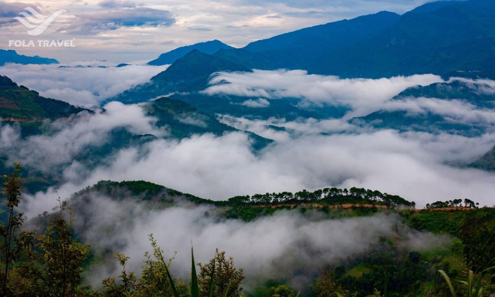 Ha Giang mountains shrouded in clouds.