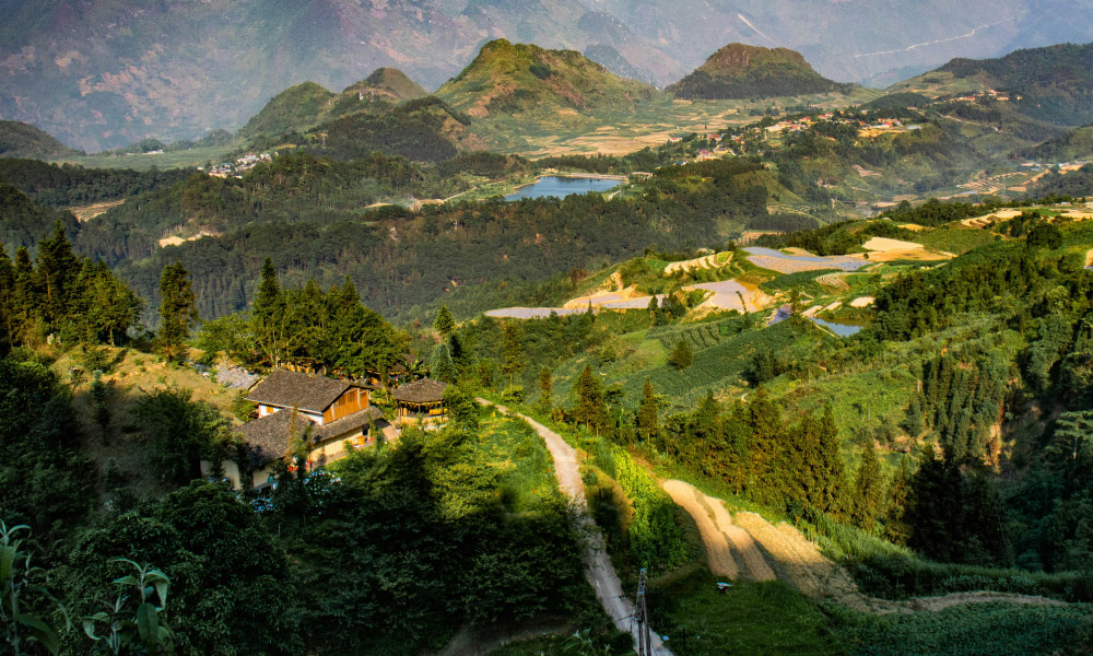 Panorama of Ha Giang valley.