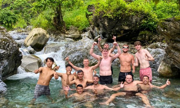 Visitors in Ha Giang waterfall.