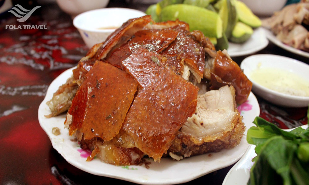 Plate of grilled pork.