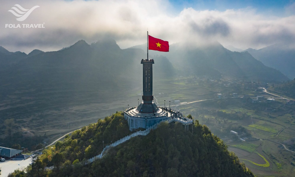 Lung Cu flagpole panoramic view in Ha Giang.