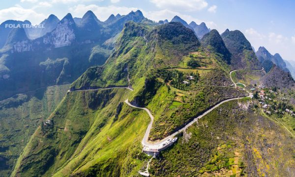 Panorama of Ma Pi Leng Pass on Ha Giang mountains.