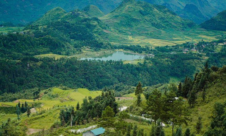 Panorama of Ha Giang landscape.