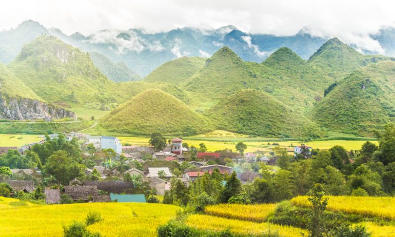 View of Quan Ba village and mountains.