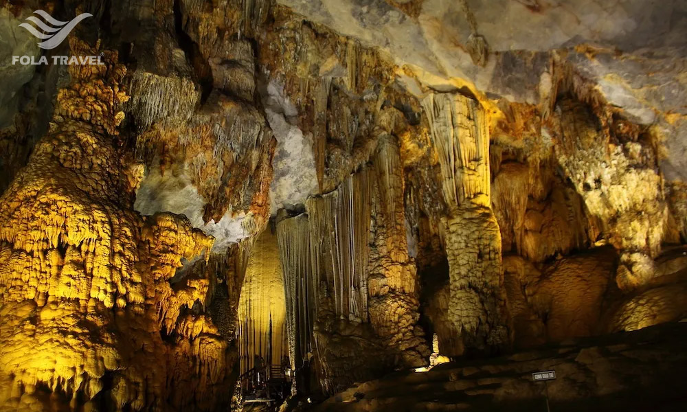 Stalactites system in Thien Ha Cave, Ninh Binh.