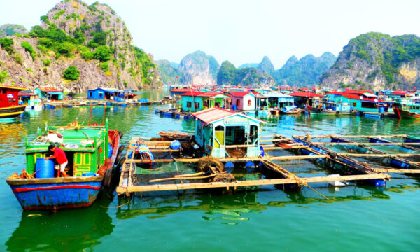 Colorful fishing farms in Ba Hang Fishing Village.