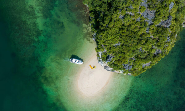 Ba Trai Dao Beach view from above.