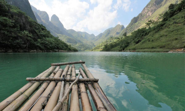 Bamboo boat ride on Nho Que River.