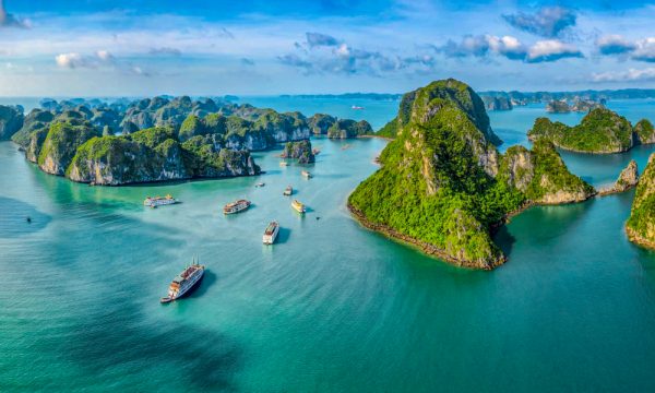 Panorama of Bai Tu Long Bay islands.