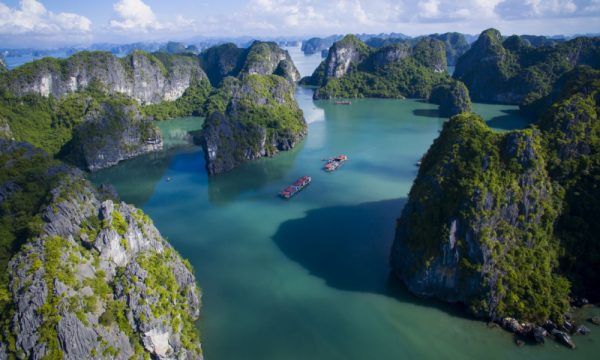 Panorama of Bai Tu Long Bay islands.