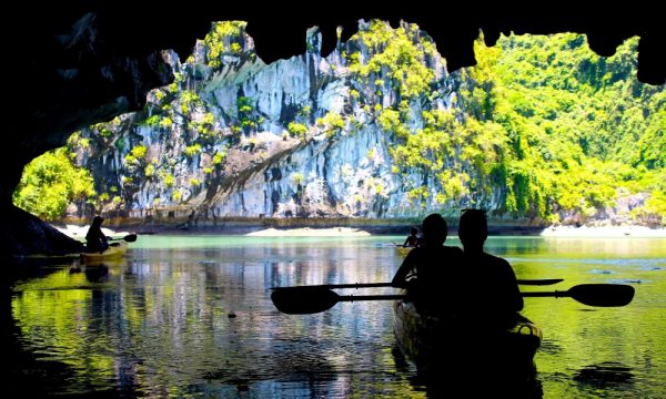 Guests going through Dark & Light Cave.
