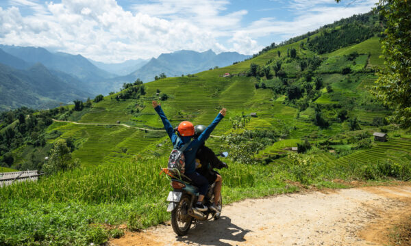 Motorbike ride through Nam Cang Village in Sapa.
