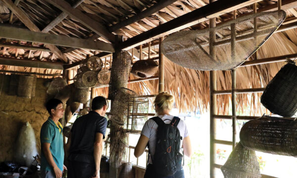 Visiting an old house in Viet Hai Village.