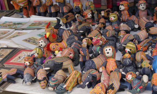 Handmade brocade dolls sold in Bac Ha Market.
