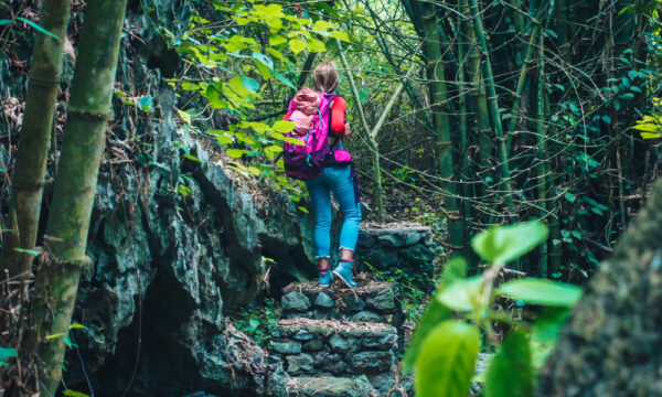 Hiking on the mountains in Thung Nham Eco-tourism Park.