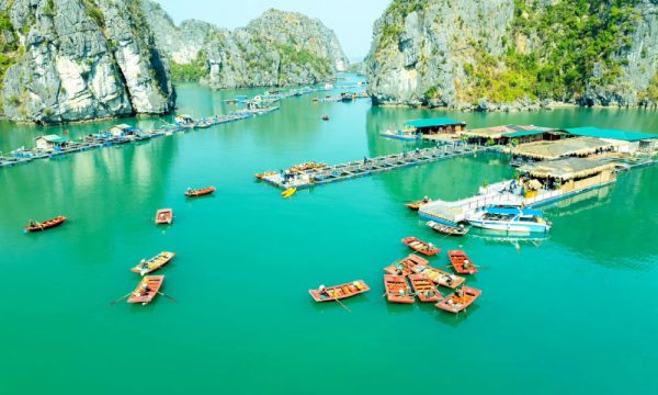 Overview of Vung Vieng Fishing Village houses.