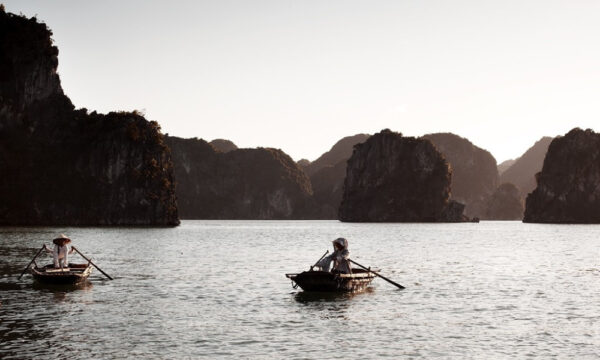 Halong Bay panorama from Cua Van Fishing Village.