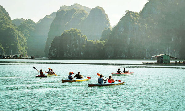 Van Boi guests kayak around the islands.