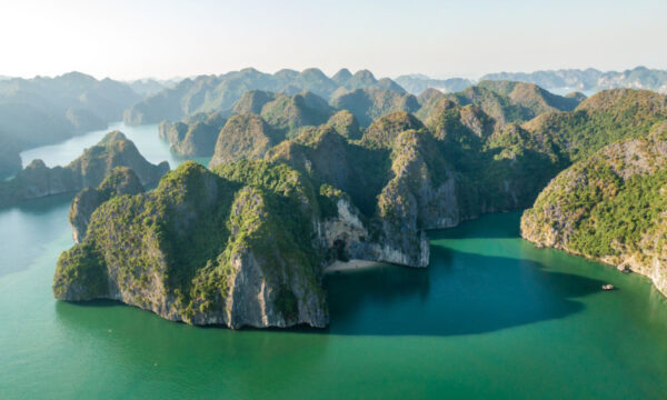 Lan Ha Bay panorama near Ba Trai Dao Beach.