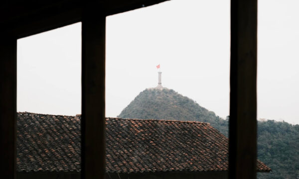 Lung Cu Flagpole view through the window.