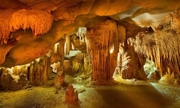 Inside Me Cung Cave in Halong Bay.