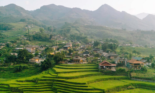 Wooden houses in Nam Cang Village.