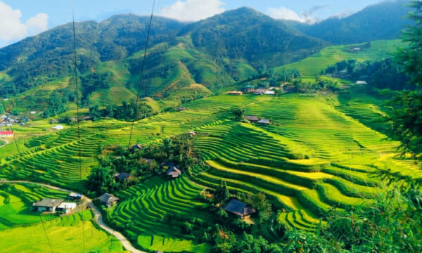 Overview of Ta Phin Village rice terraces.