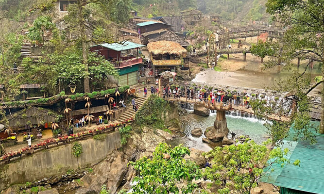 Panorama of Cat Cat Village.