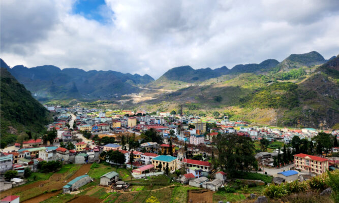 Panorama of Meo Vac Town.