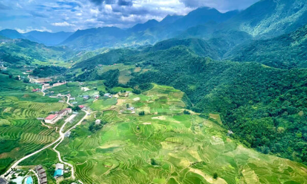 Panorama of Sapa mountains and Sin Chai Village.