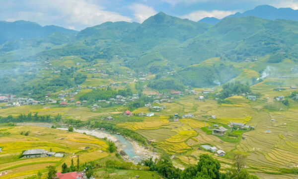 Ta Phin Village mountains and rice terraced fields.