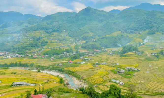 Ta Phin Village mountains and rice terraced fields.