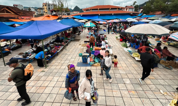 Rows of stalls in Bac Ha Market.