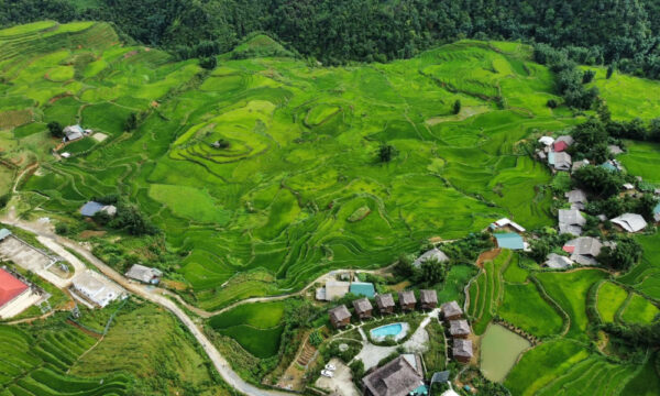 Sin Chai Village rice terraces from above.