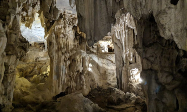 Stalactites inside Trong and Trinh Nu Caves.