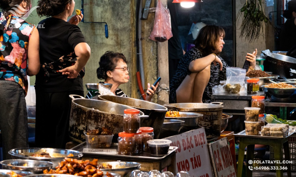 Street food stalls in Hanoi.