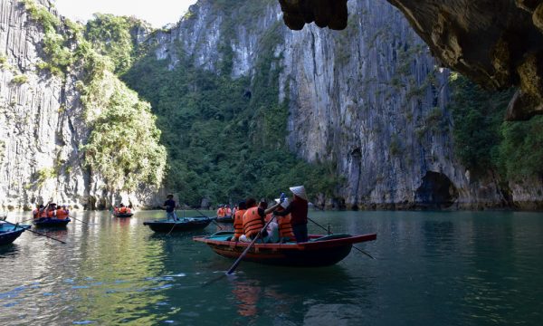 The lake view from dark and light cave.