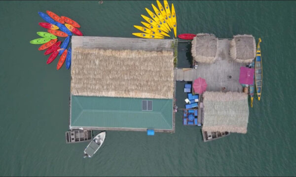 A house in Tra Bau Fishing Village from above.
