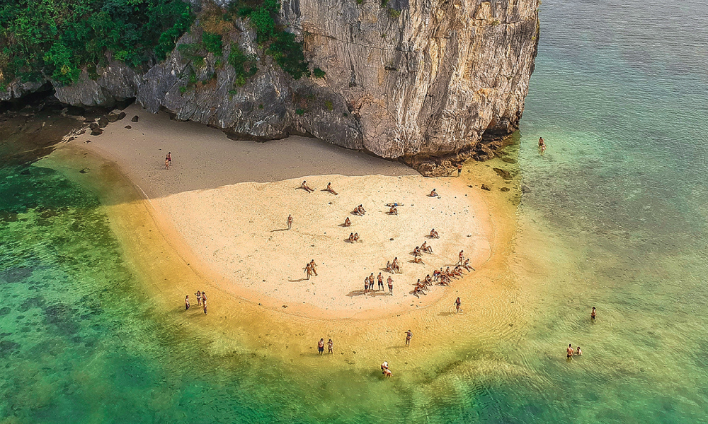 Van Boi Beach from above.